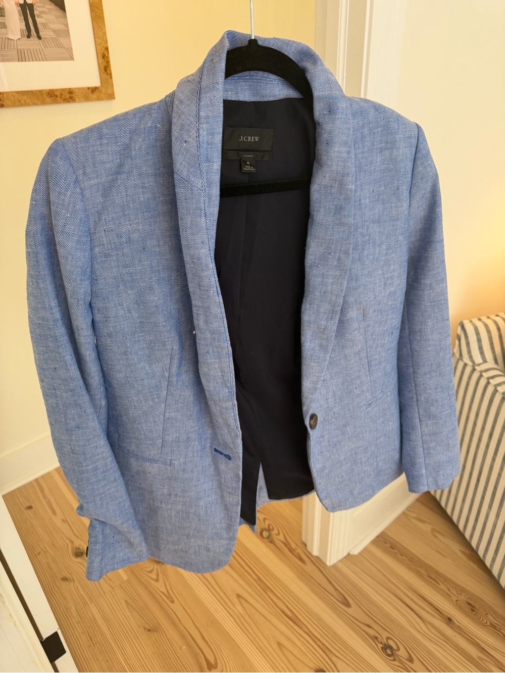 J. Crew Light Blue Shawl Collar Linen blazer women size 6